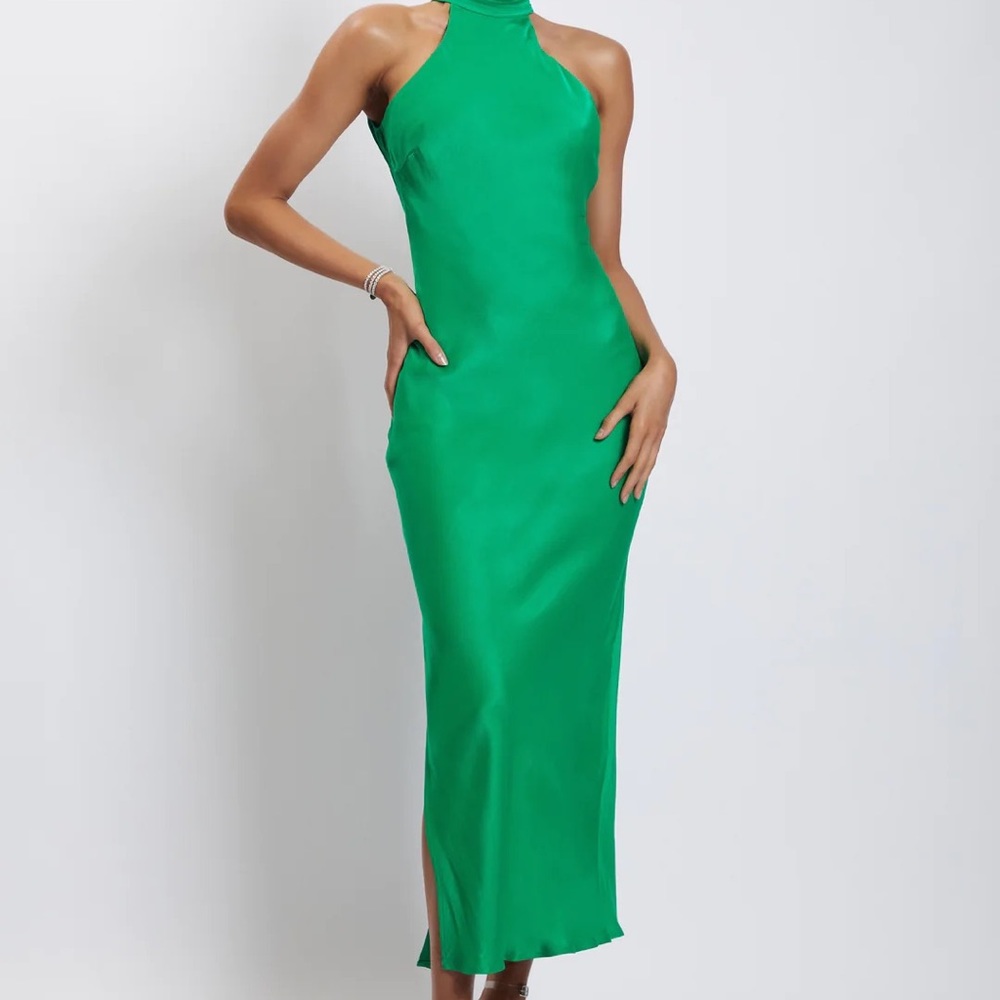 Meshki Satin Maxi Slit Dress